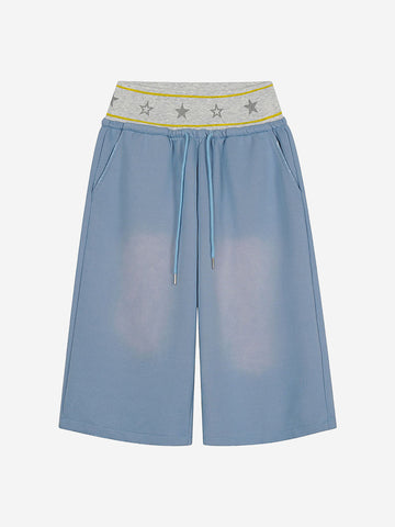 Star Waist Wide Leg Drawstring Shorts