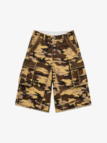 Five-Button Camo Cargo Shorts