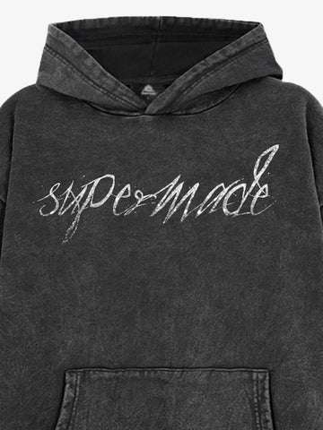 Metallic Script Letter Cross Graphic Hoodie 