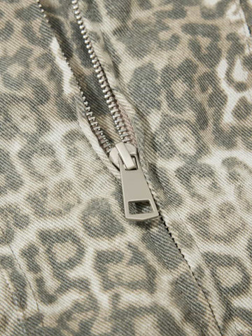 Vintage Leopard Print Bomber Jacket - 2540 