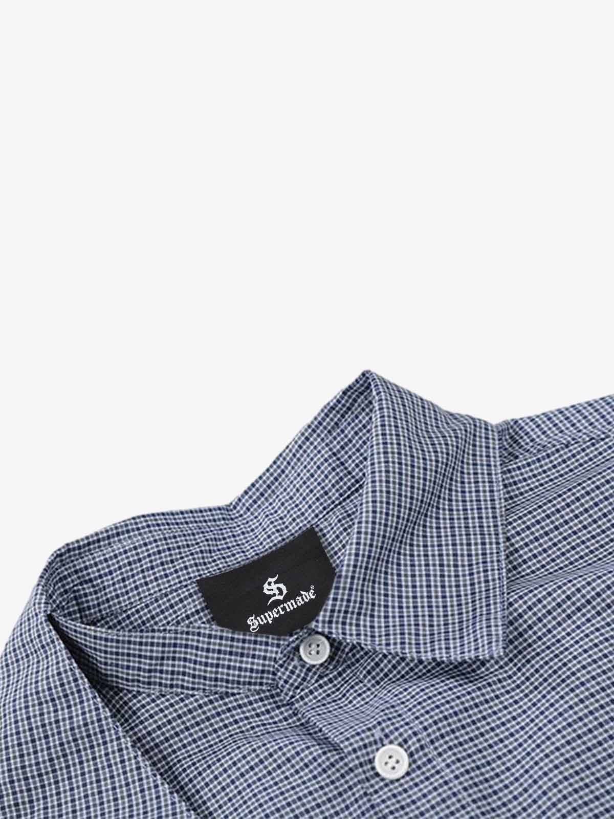 Irregular Plaid Collar Button Shirt
