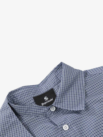 Irregular Plaid Collar Button Shirt