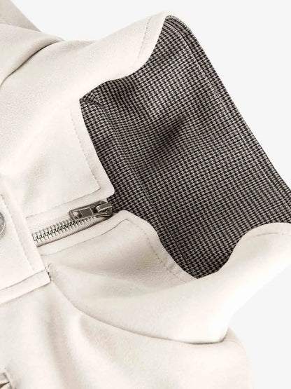 Military-Inspired Utility Shoulder Straps Zip Jacket 