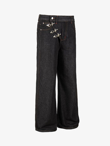 Airplane Buckle Curved Jeans