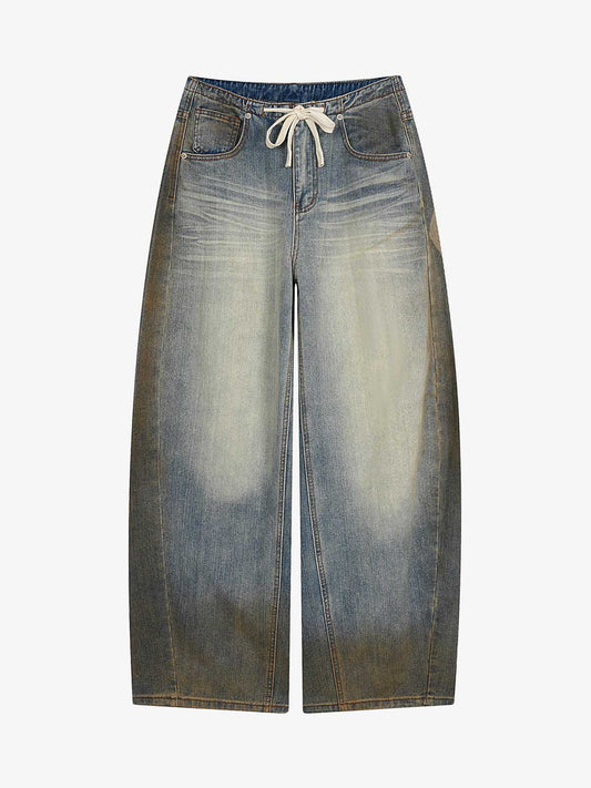 Skull Graphic Distressed Baggy Jeans