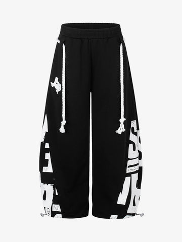 Streetwear Graffiti Drawstring Baggy Sweatpants
