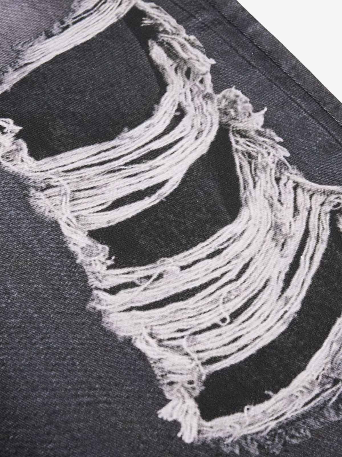 3D Faux Layer Curved Jeans