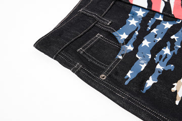 Thesupermade Flag Graffiti Raw Denim Baggy Jeans