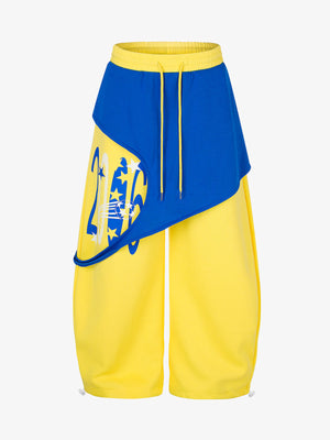 Mock Layer Patchwork Baggy Sweatpants