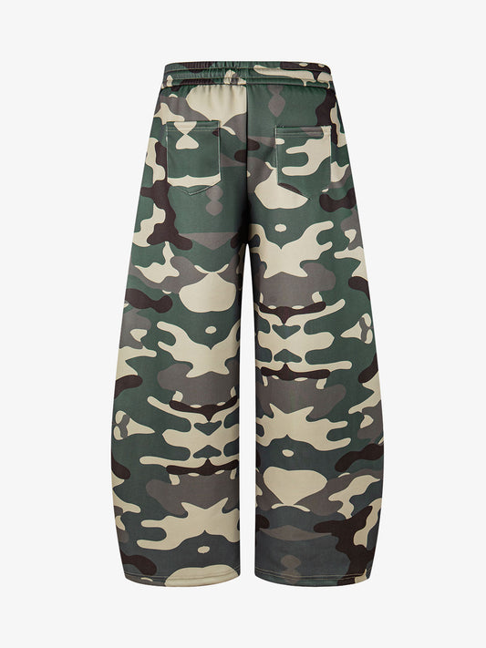 Music Note Graphic Camo Patchwork Baggy Sweatpants
