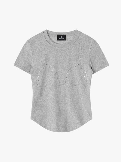 Rivet Rhinestone Slim T-Shirt