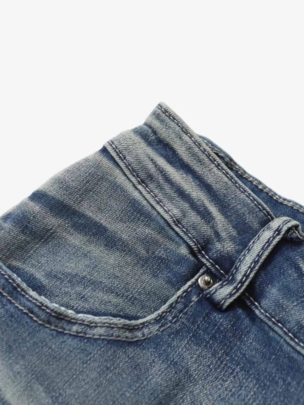 Washed Panel Seam Flare Jeans 
