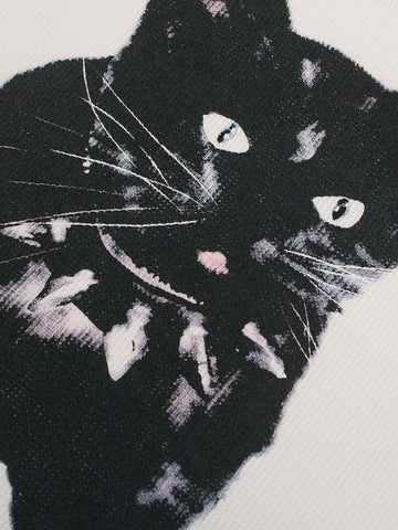 Vintage Black Cat Studded Collar T-Shirt 