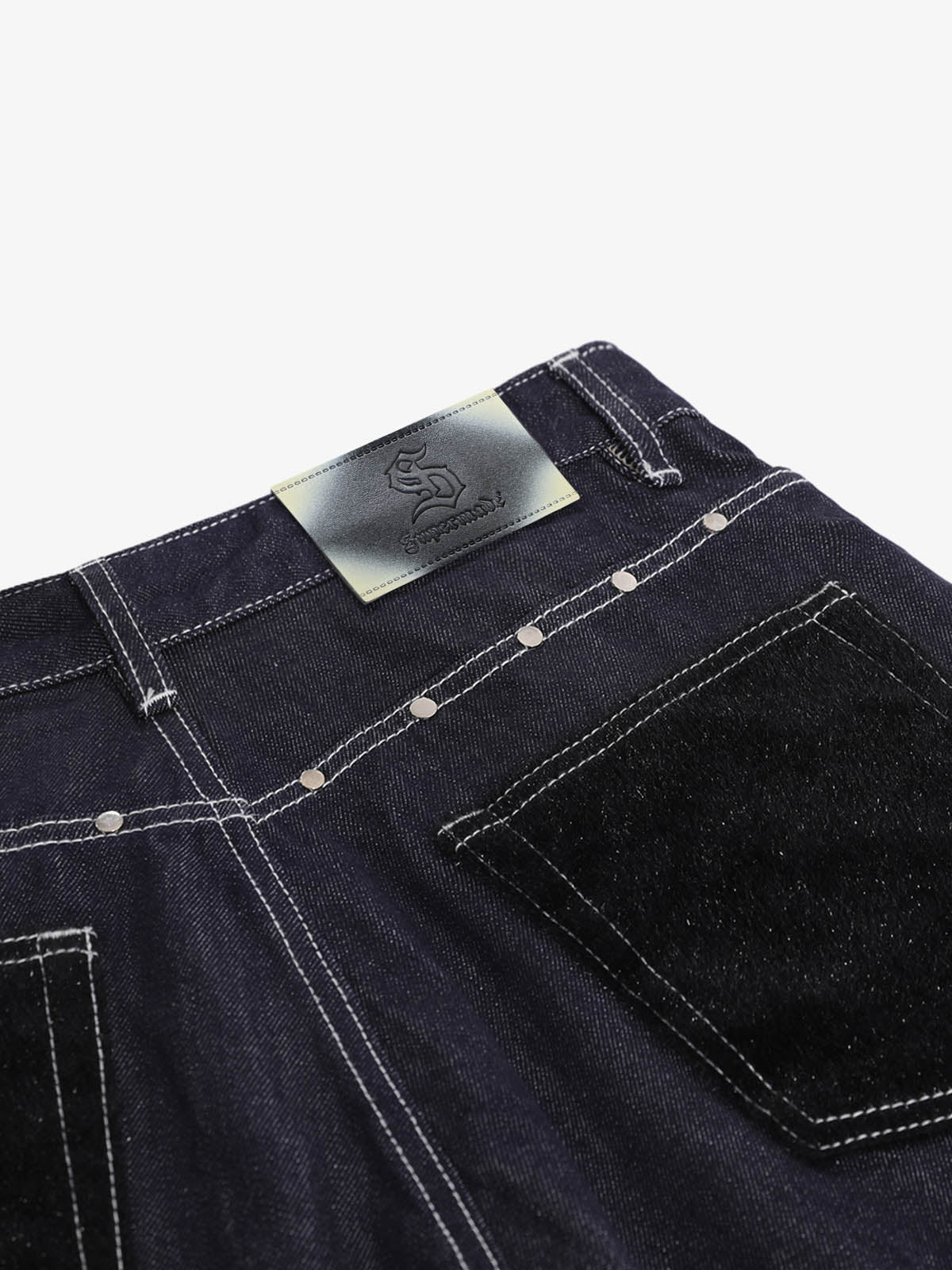 Vintage Contrast Stitch Wide Leg Denim Jorts