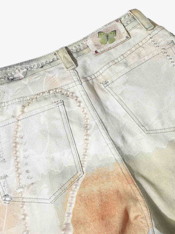Street Tie-Dye Distressed Chain Detail 3D Printed Jeans 