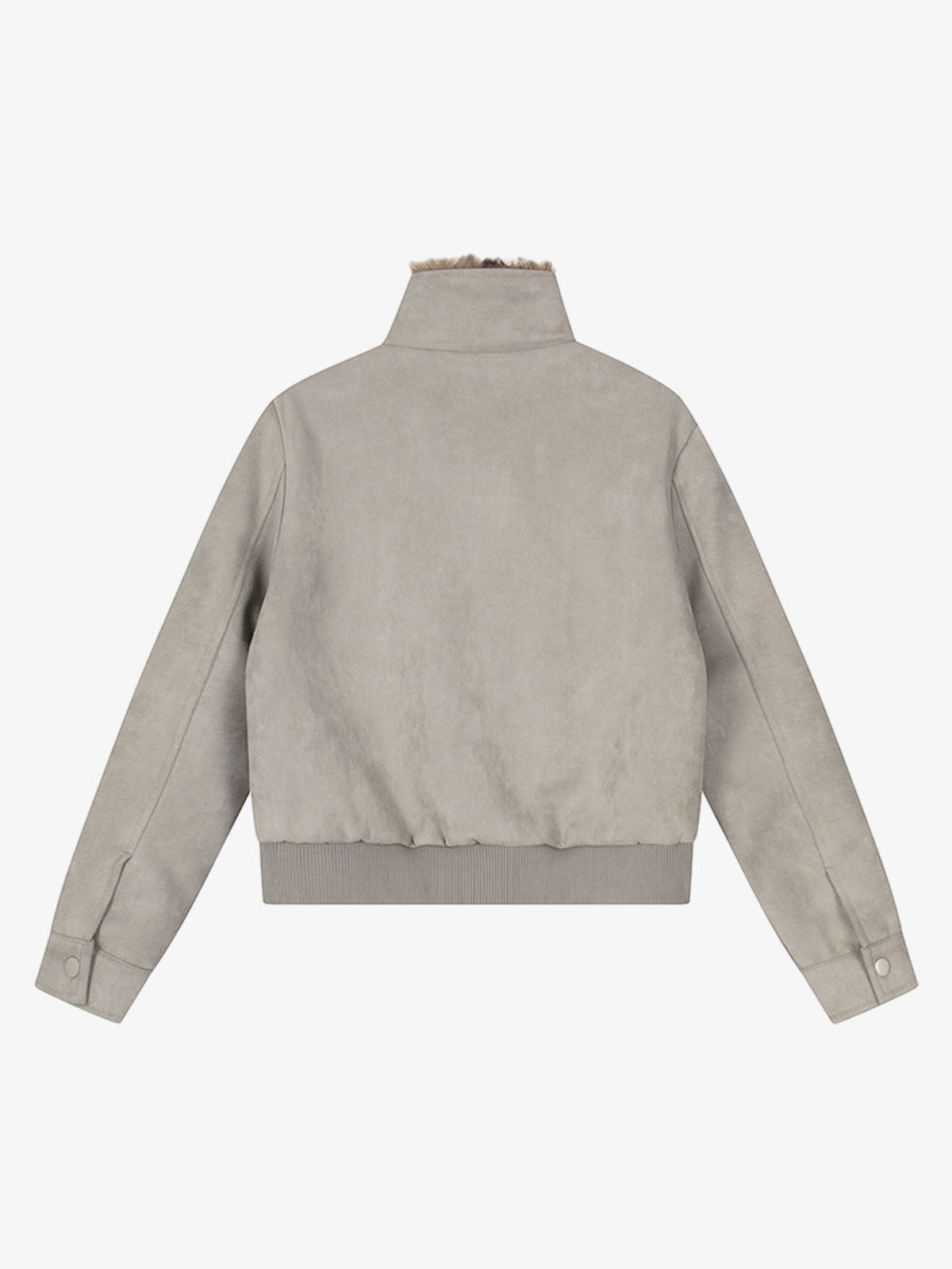 Vintage Suede Faux Fur Lined Buckle Bomber Jacket 