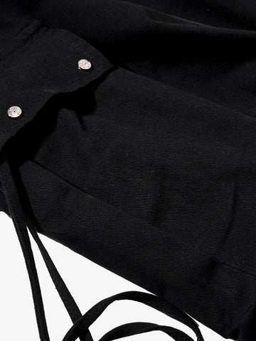 Bandana Waist Strap Multi-Pocket Cotton Cargo Pants 