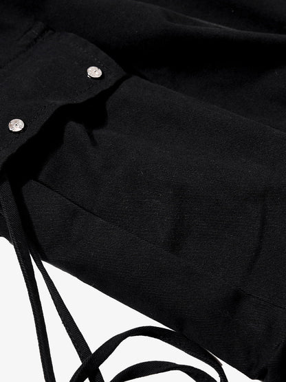 Bandana Waist Strap Multi-Pocket Cotton Cargo Pants 