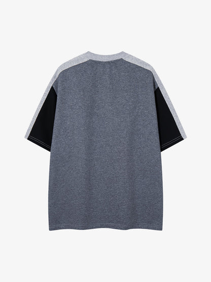 Embroidered Patchwork Collar Graphic Tee