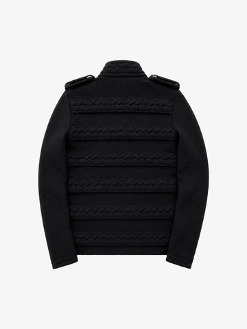 Royal-style Cable-knit Zip-up Jacket