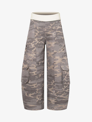 Contrast Waist Camo Cargo Pants
