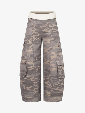 Contrast Waist Camo Cargo Pants