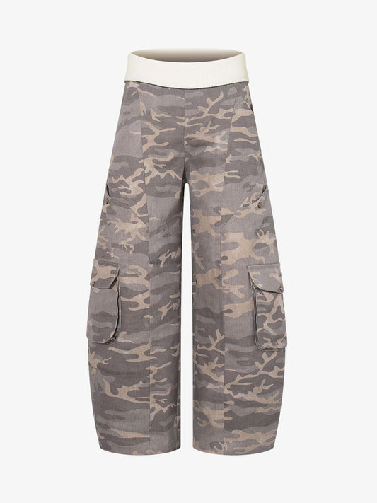 Contrast Waist Camo Cargo Pants