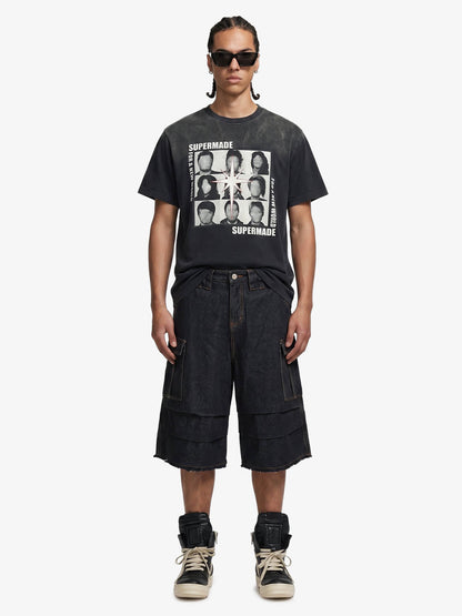 Vintage Contrast Stitch Cargo Shorts 