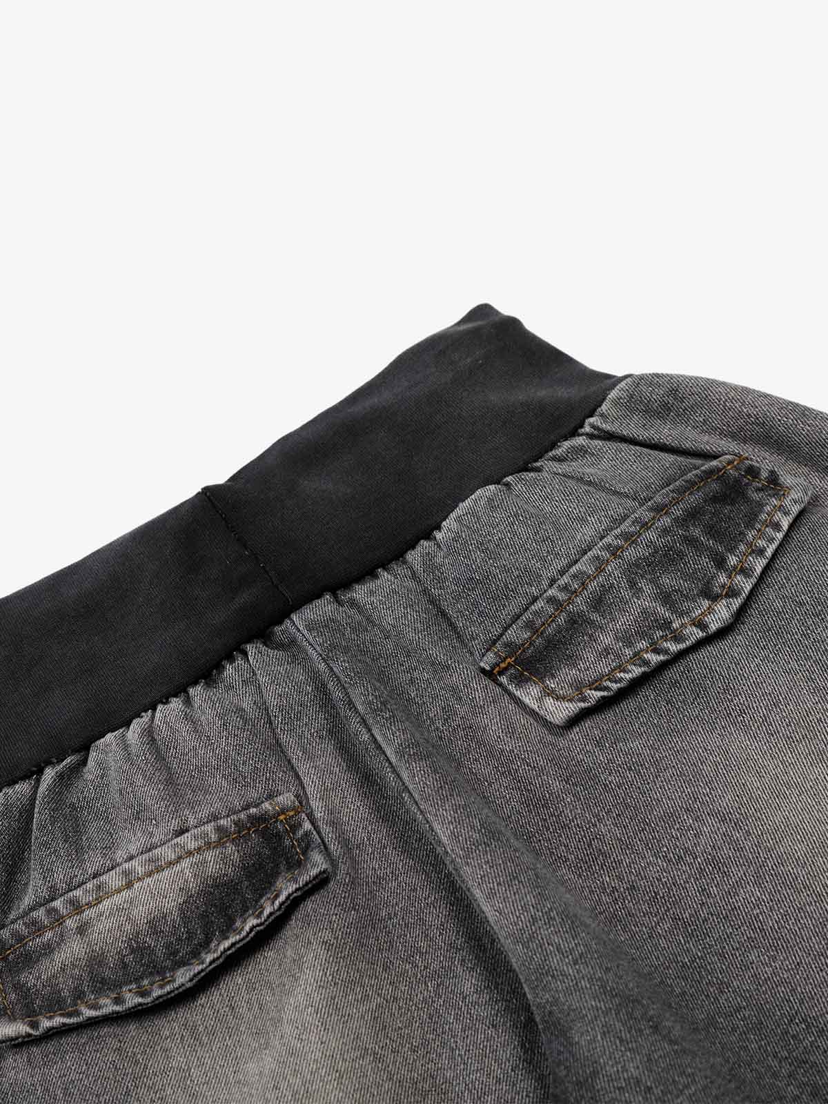 Ribbed Folded Waist Bootcut Jeans