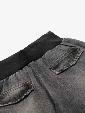 Ribbed Folded Waist Bootcut Jeans