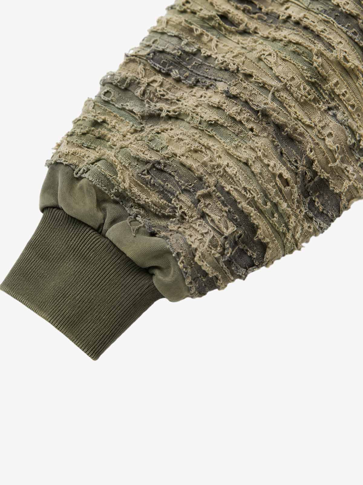 Camo Boro Paneled Distressed Zip Hoodie
