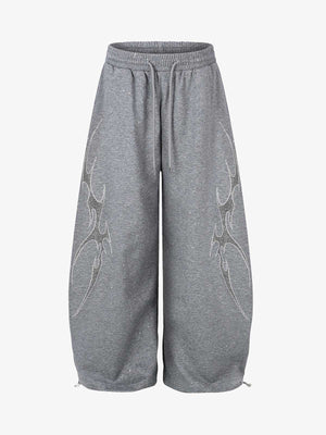 Thorn Graphic Rhinestone Baggy Sweatpants