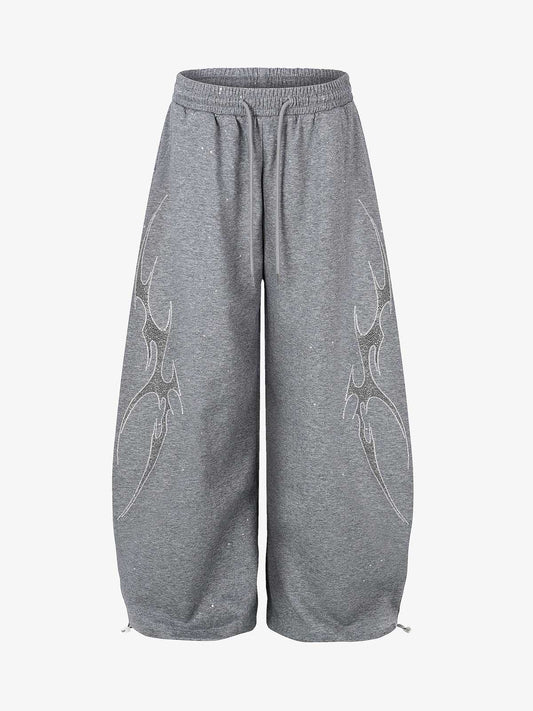 Thorn Graphic Rhinestone Baggy Sweatpants