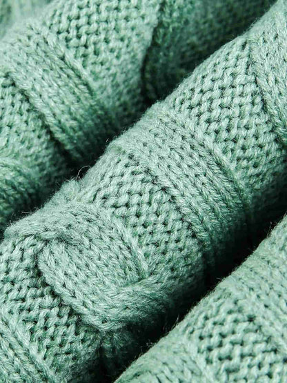 Retro Contrast Color High Neck Knitted Cardigan Sweater 
