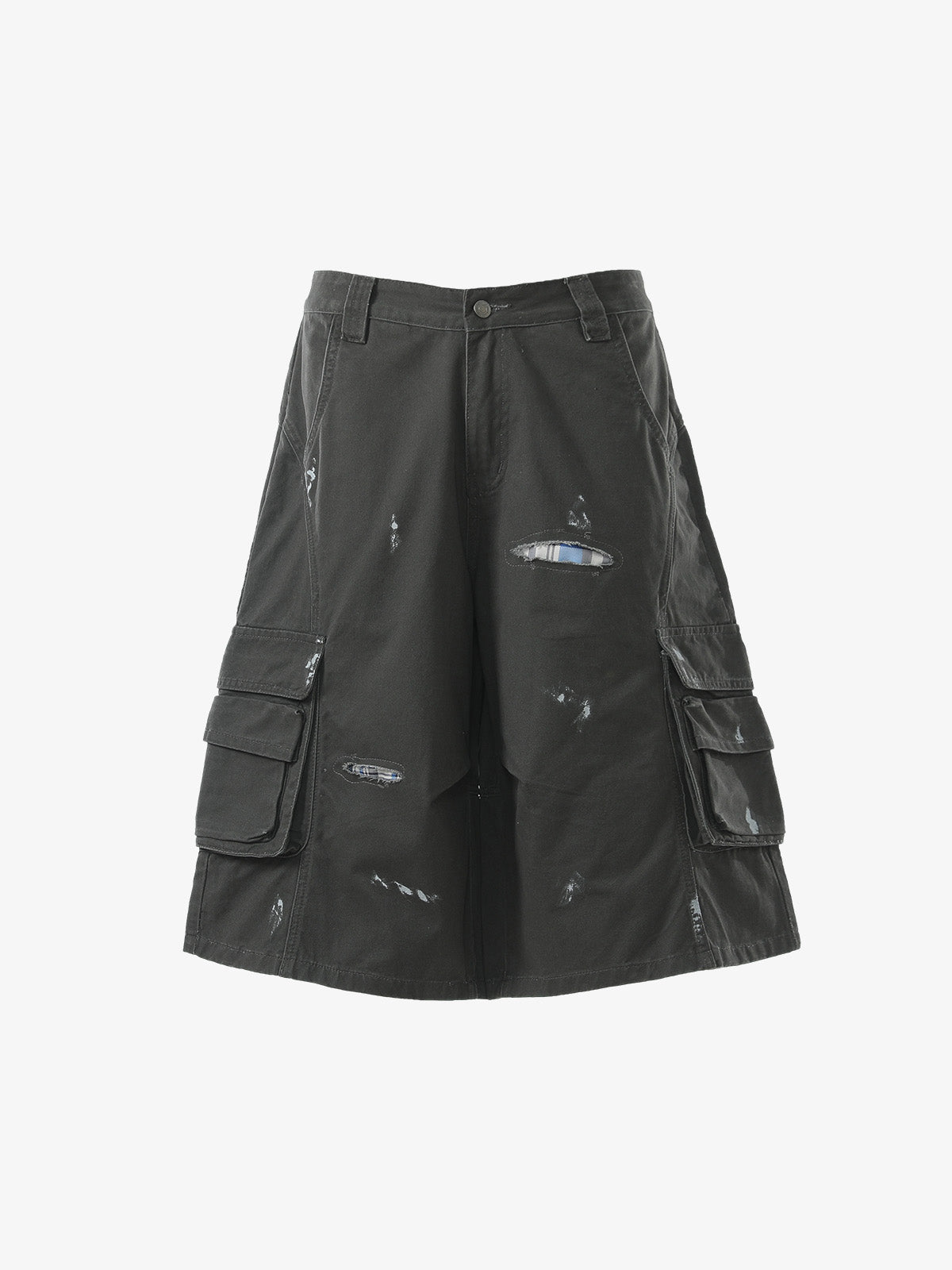 Vintage Distressed Multi Pocket Wide Leg Cargo Shorts