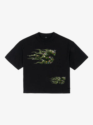 Distressed Abstract Floral Graphic Street T-Shirt 