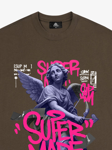 Street Pink Lucky Angel Graphic Design T-Shirt 