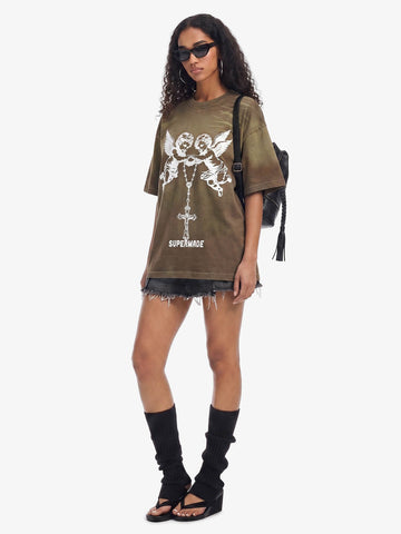 Twin Angels Cross Washed T-Shirt