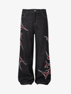 Tribal Rhinestone Graphic Wide Leg Jeans 