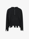 Knitted Distressed Diamond Pattern Raw Edge Sweater 