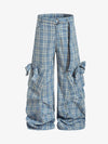 Retro Plaid Lace-Up Cargo Pants