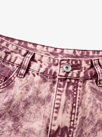Purple Tie-Dye Finish Acid Wash Jeans 