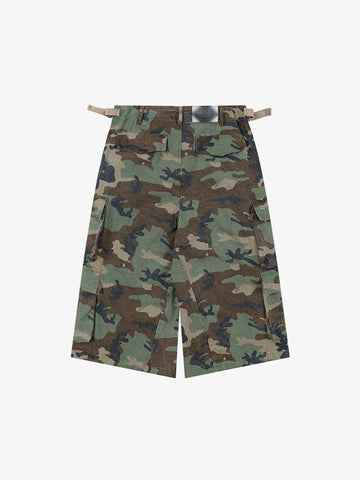 Ripstop Camouflage Cargo Shorts – 100% Cotton Lightweight Military Utility Shorts