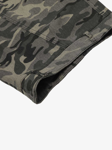 Camouflage Printed Curved Denim Jeans