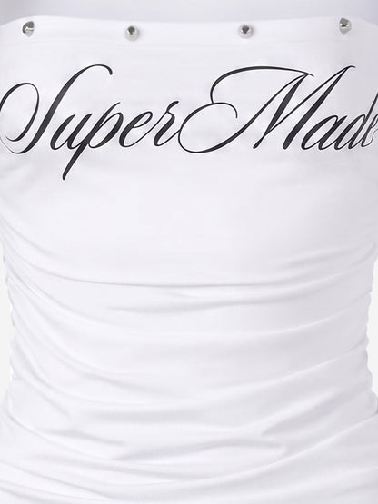 Letter Graphic Square Neck Vest