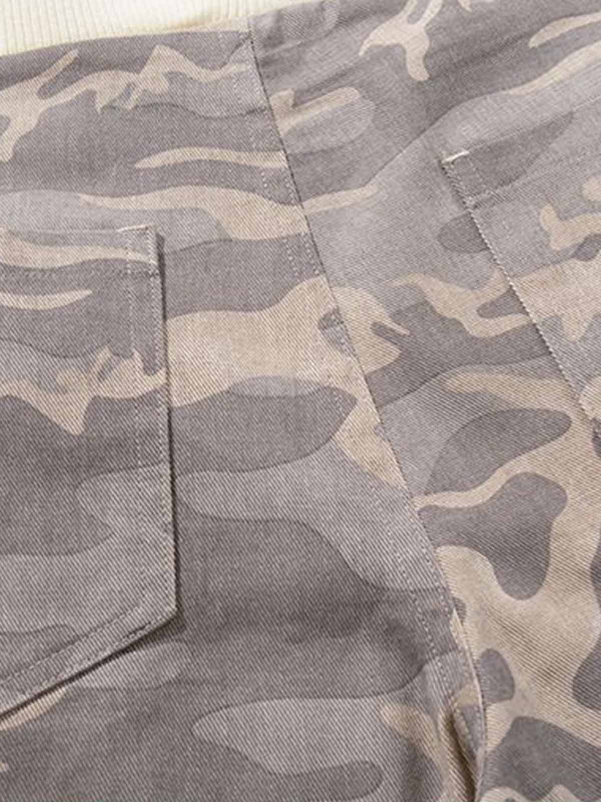 Contrast Waist Camo Cargo Pants