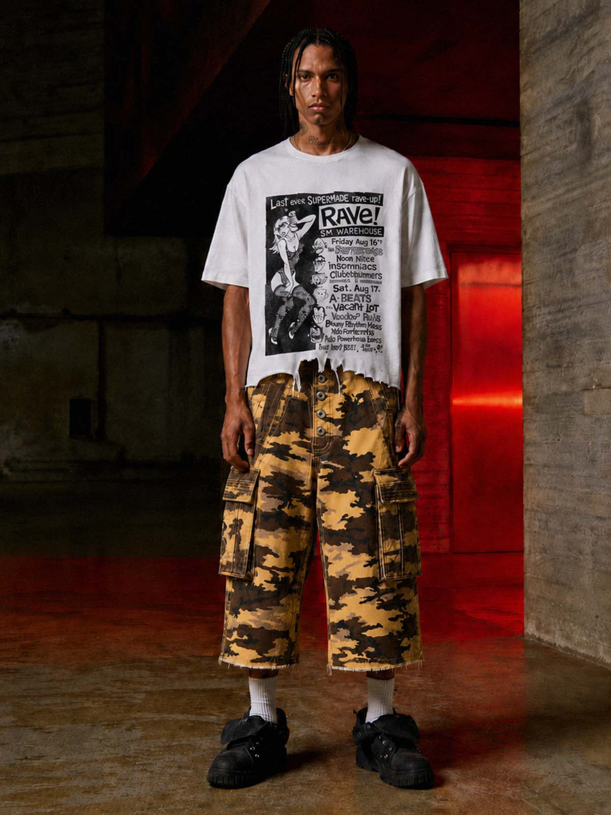 Five-Button Camo Cargo Shorts