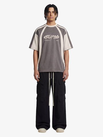 Jersey Deconstructed Contrast Color Stitching Print T-shirt - 2407 