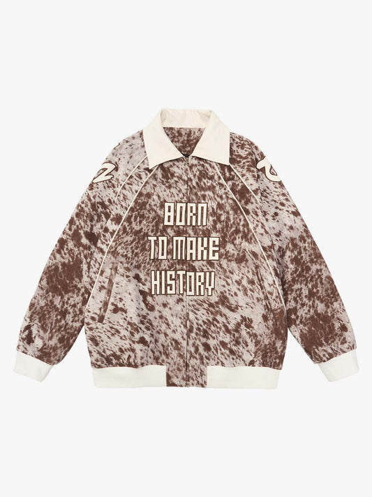 Retro Statement Snow Leopard Fleece Jacket 
