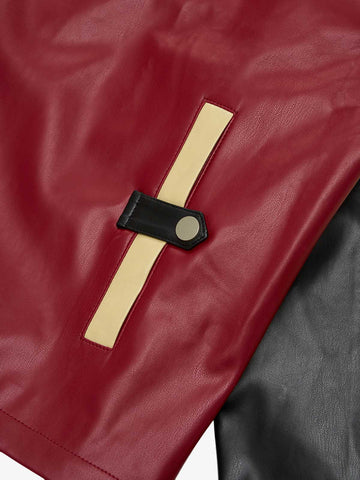 Original Contrast Color Leather Jacket - 2565 